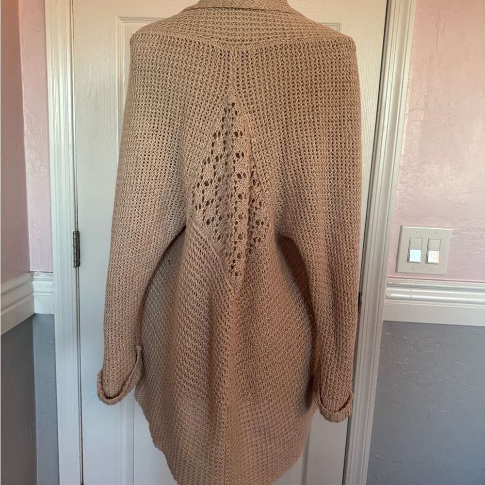 Women CAbi Teachers Pet Lightweight Linen Open Front Draped Knit Cardigan Size L - Picture 7 of 16